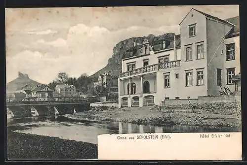 AK Gerolstein /Eifel, Das Hotel Eifeler Hof an der Kyllbrücke
