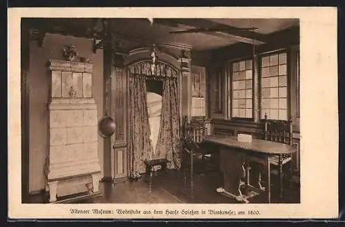 AK Hamburg-Altona, Museum-Wohnstube aus dem Hause Spiessen in Blankenese um 1800