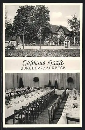 AK Burgdorf / Hannover, Gasthaus Haase mit Innenansicht