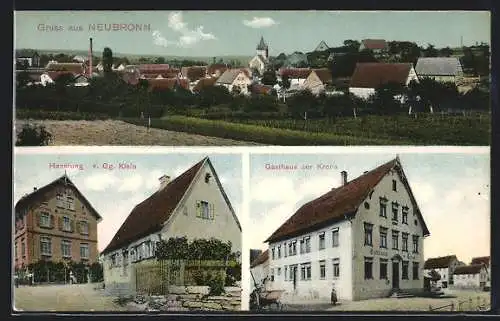 AK Neubronn / Weikersheim, Gasthaus zur Krone, Handlung Gg. Klein, Ortsansicht