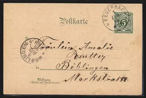 AK Feuerbach / Stuttgart, Bahnhof mit Reisenden, Postamt, Rathaus