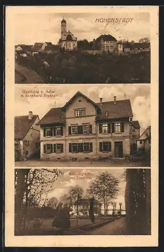 AK Hohenstadt / Abtsgmünd, Gasthaus zum Adler, Schlossgarten mit Lusthaus, Kirche