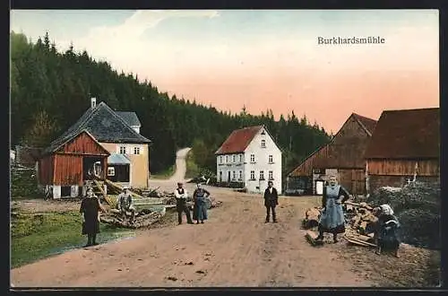 AK Waldenbuch, Burkhardtsmühle, Ortspartie mit Anwohnern