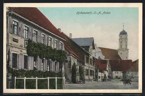 AK Hohenstadt / Abtsgmünd, Strassenpartie mit Kirche