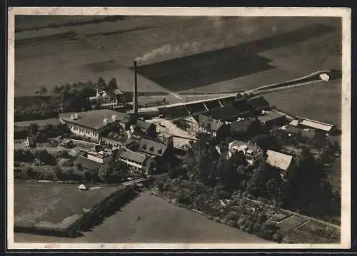 AK Aalen-Neukochen, Papierfabrik Gebrüder Palm, Fliegeraufnahme