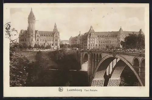 AK Luxembourg, Blick über die Pont Adolphe zur Stadt