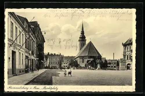AK Rummelsburg, Marktplatz mit Kirche