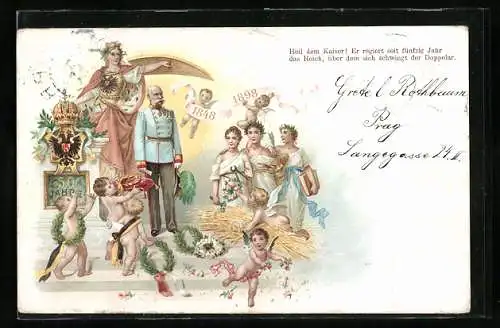 Lithographie Kaiser Franz Josef I. von Österreich, 50 jähriges Regierungsjubiläum 1898