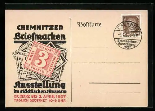 AK Chemnitz, Briefmarken Ausstellung 1927