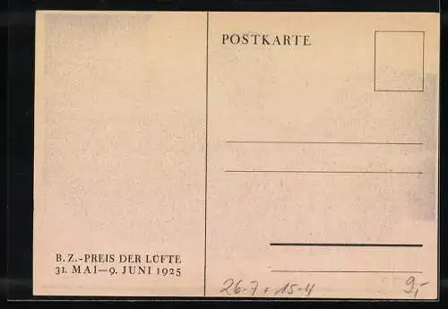 Künstler-AK Ludwig Hohlwein: Deutscher Rundflug, B.Z. Preis der Lüfte 31. Mai - 9. Juni 1925