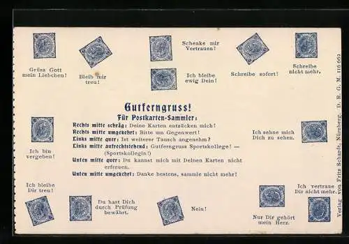 AK Briefmarkensprache für Postkarten-Sammler