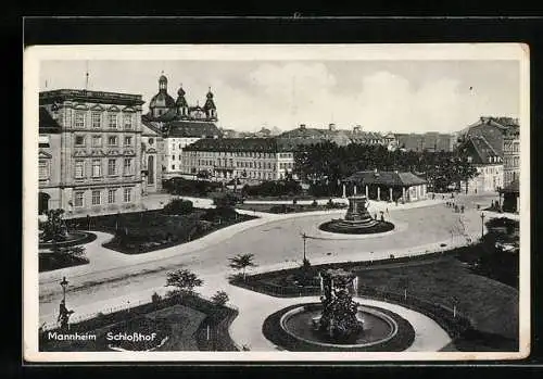 AK Mannheim, Der Schlosshof aus der Vogelschau