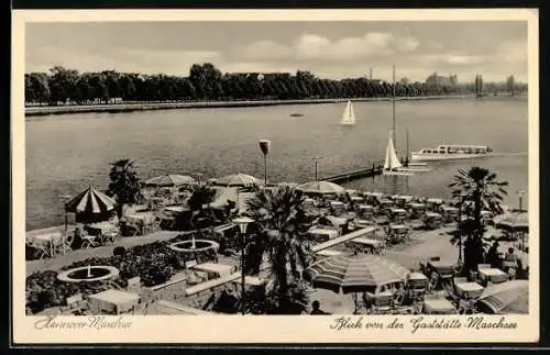 AK Hannover-Maschsee, Terrasse der Gaststätte Maschsee am Wasser