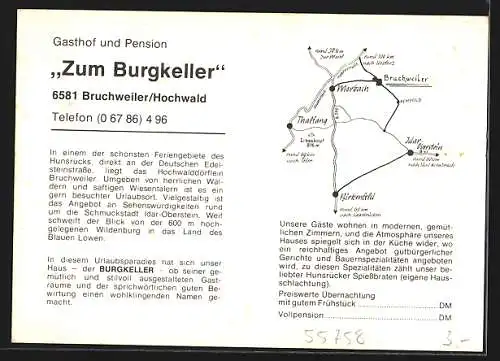 AK Bruchweiler /Hochwald, Gasthof und Pension Zum Burgkeller, Innenansichten