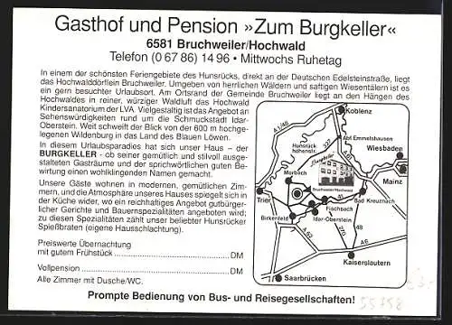 AK Bruchweiler /Hochwald, Gasthof und Pension Zum Burgkeller, Innenansichten