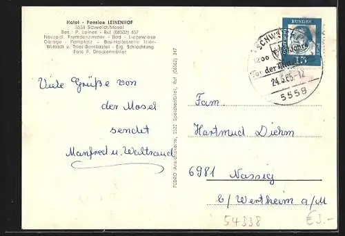 AK Schweich, Hotel-Pension Leinenhof, Ortsansicht
