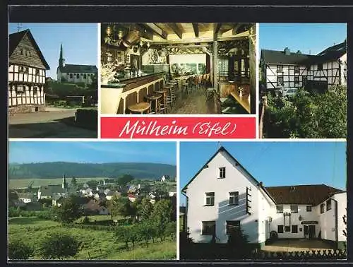 AK Mülheim /Eifel, Gasthaus und Pension Kupferkanne, Ortsgasse 7, Innenansicht, Kirche