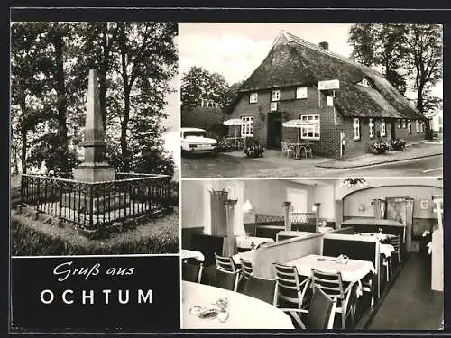 AK Ochtum üb. Delmenhorst, Gasthaus Zum Seglerheim, Innenansicht, Denkmal