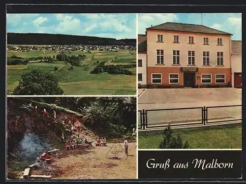 AK Malborn /Hochwald, Gasthaus Bremm, Ortspartie, Teilansicht