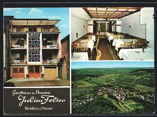 AK Veldenz /Mosel, Gasthaus und Pension Julius Felten, Innenansicht, Panorama