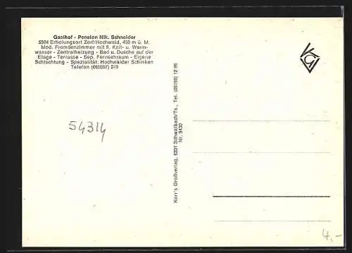 AK Zerf /Hochwald, Gasthof-Pension Nik. Schneider, Innenansichten