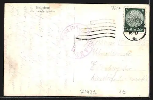 AK Helgoland, Teilansicht vom Dampfer gesehen