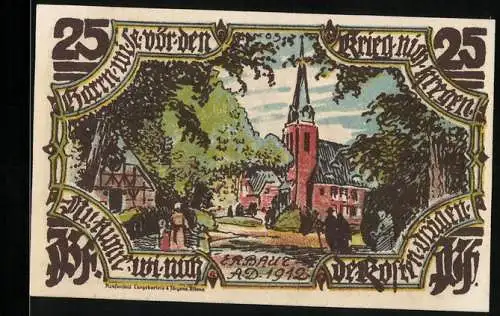 Notgeld Gross-Flottbek 1921, 25 Pfennig, An der Kirche, alter Brautzug