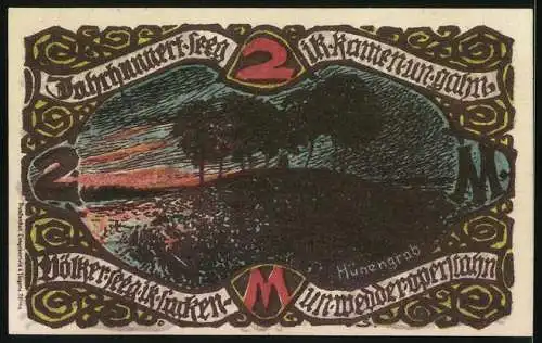 Notgeld Gross-Flottbek 1921, 2 Mark, Dingstätte, Hünengrab