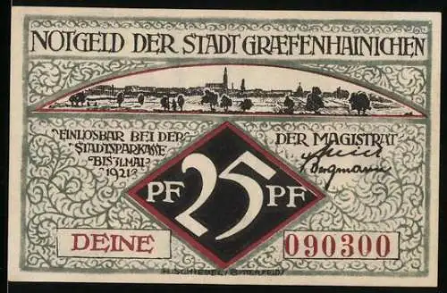 Notgeld Gräfenhainichen 1921, 25 Pfennig, Paul Gerhardt-Stift, Ober-Turm