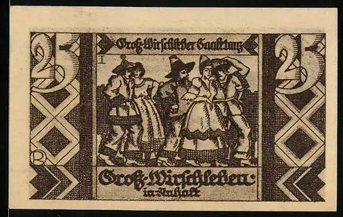 Notgeld Gross-Wirschleben 1921, 25 Pfennig, Bürger beim Saaletanz