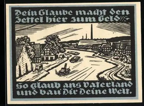 Notgeld Genthin 1921, 25 Pfennig, Boote auf dem Wasser