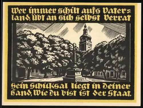 Notgeld Genthin 1921, 2 Mark, Denkmal und Kirche
