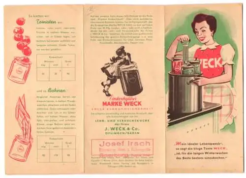 Vertreterkarte Öflingen /Baden, Lehr- und Versuchsküche der Firma J. Weck & Co., Einkochgläser Marke Weck