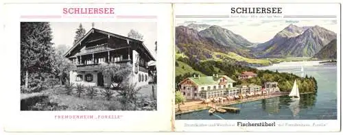 Vertreterkarte Schliersee, Strandkaffee und Weinhaus Fischerstüberl mit Fremdenheim Forelle