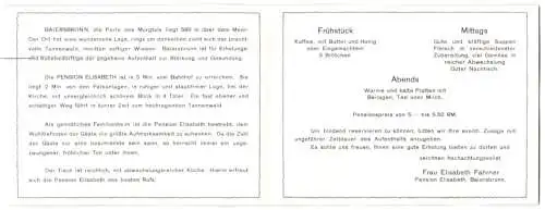 Vertreterkarte Baiersbronn /Schwarzwald, Pension Elisabeth, Wildsee
