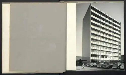 Fotoalbum mit 36 Fotografien, Ansicht Mainz, Bau des Wasserwerk Petersaue 1958, Taucher, Hochwasser, Boelckestrasse