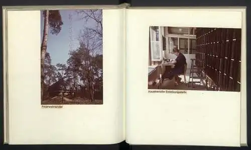 Fotoalbum mit 36 Fotografien, Ansicht Mainz, Bau des Wasserwerk Petersaue 1958, Taucher, Hochwasser, Boelckestrasse