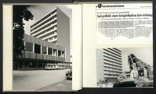 Fotoalbum mit 36 Fotografien, Ansicht Mainz, Bau des Wasserwerk Petersaue 1958, Taucher, Hochwasser, Boelckestrasse