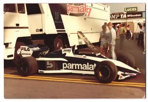 Fotografie Auto Formel 1 Rennwagen Brabham BMW BT52 pilotiert von Nelson Piquet Startnummer 5