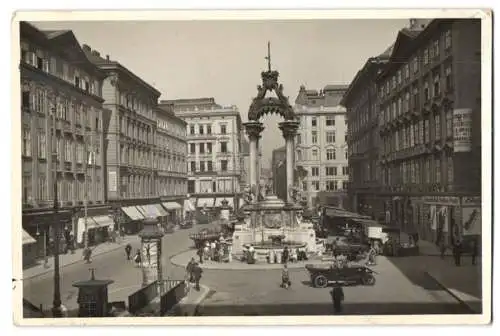 Fotografie unbekannter Fotograf, Ansicht Wien, Hoher Markt mit Ladengeschäften und Marktständen