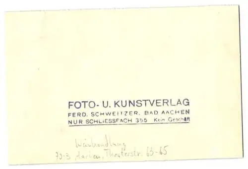 Fotografie Ferd. Schweitzer, Bad Aachen, Ansicht Aachen, Theaterstrasse 63-65, Weinhandlung Nagel - Hoffbauer