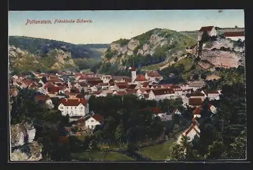 AK Pottenstein /Fränk. Schweiz, Blick auf Ort und Burg
