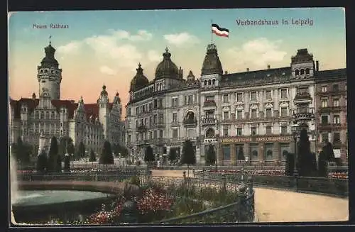 AK Leipzig, neues Rathaus und Verbandshaus