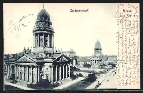 AK Berlin, Gendarmenmarkt, Deutscher und Französischer Dom mit Konzerthaus