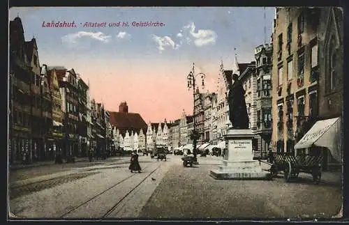 AK Landshut / Isar, Altstadt und heilige Geistkirche