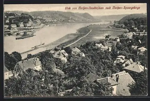 AK Meissen-Neudörfchen, Blick nach Meissen-Spaargebirge