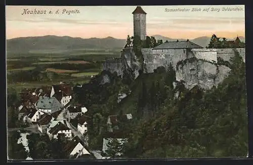 AK Neuhaus a. d. Pegnitz, Ortsansicht mit Burg Veldenstein