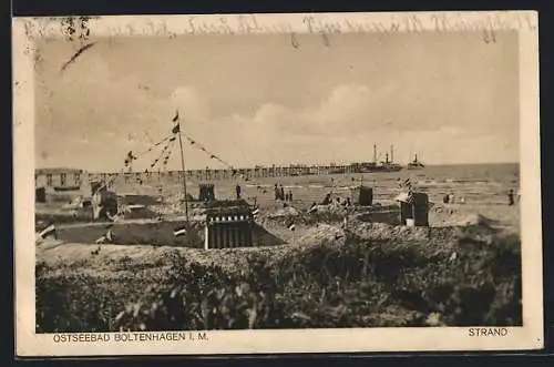 AK Boltenhagen i. M., Strand mit Burgen