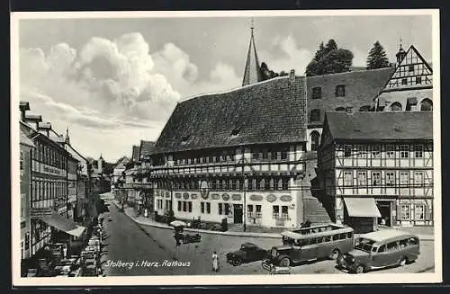 AK Stolberg / Harz, Strassenpartie am Rathaus