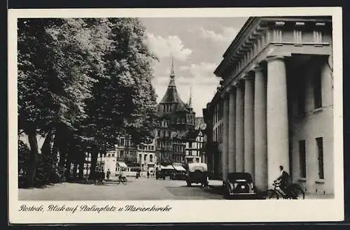 AK Rostock, Stalinplatz und Marienkirche